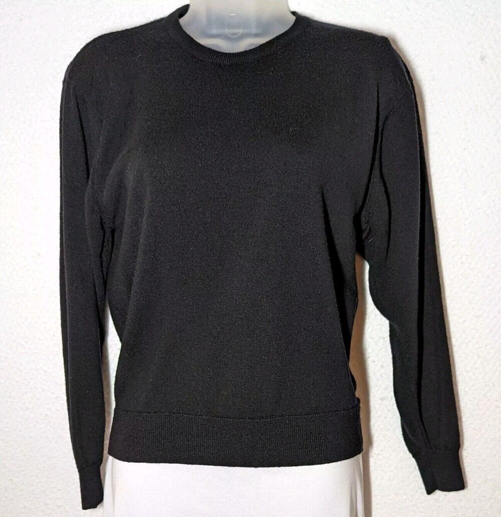 Straven Women Sz US 4 UK 36 Black Sweater Pure New Wool Made in England